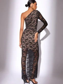 Robe Midaxi Bodycon asymétrique en Dentelle