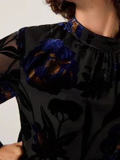 Robe mi-longue Monsoon Giselle transparente Fleuri Devoré