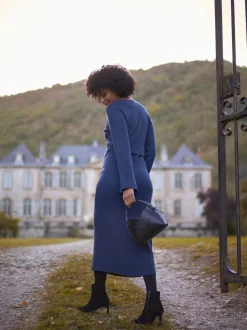 Robe mi-longue Seraphine de Grossesse et d'Allaitement en maille côtelée