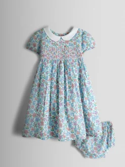 Robe smockée JoJo Maman Bébé à col Ditsy Fleuri