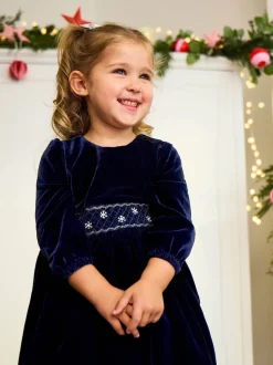 Robes de fête JoJo Maman Bébé en velours à taille smockée