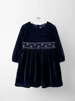 Robes de fête JoJo Maman Bébé en velours à taille smockée