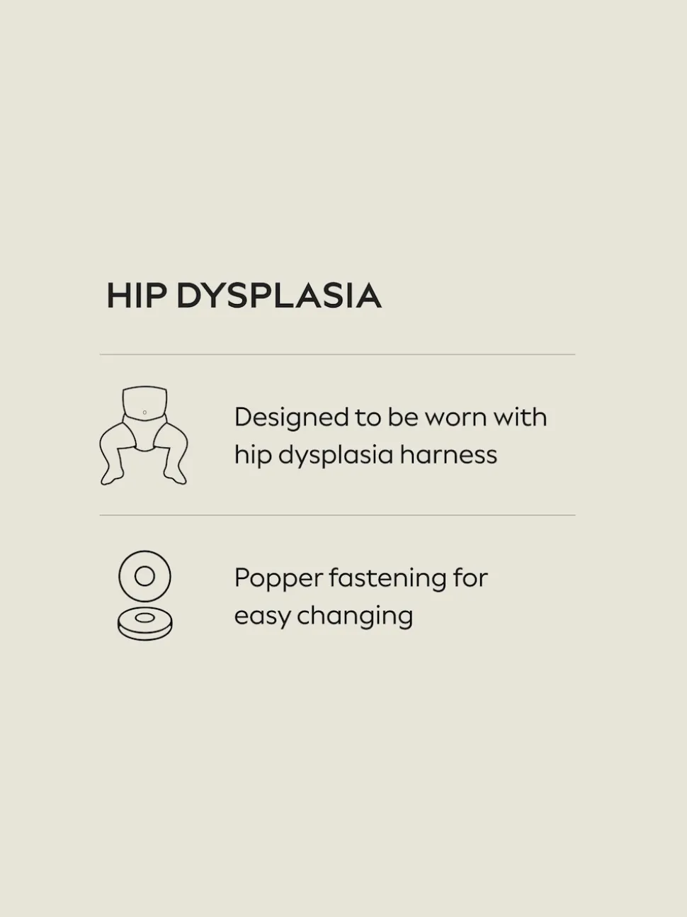 Rose - 3 Lot de bodys à manches longues pour bébé avec dysplasie de la hip