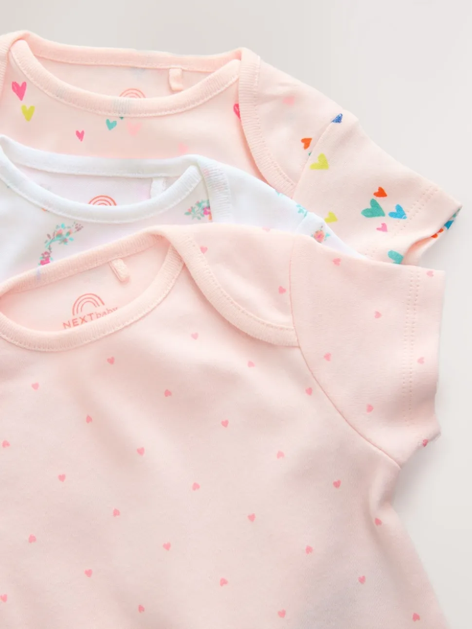 Rose - 3 Lot de bodys bébé à manches courtes pour dysplasie de la hanche