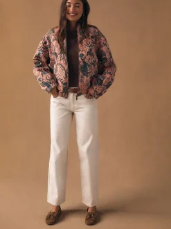 Rose - Blouson bomber en jacquard fleuri