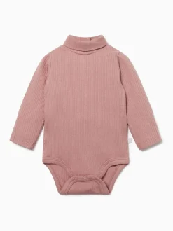 Rose - Body MORI ultra-doux à col roulé côtelé