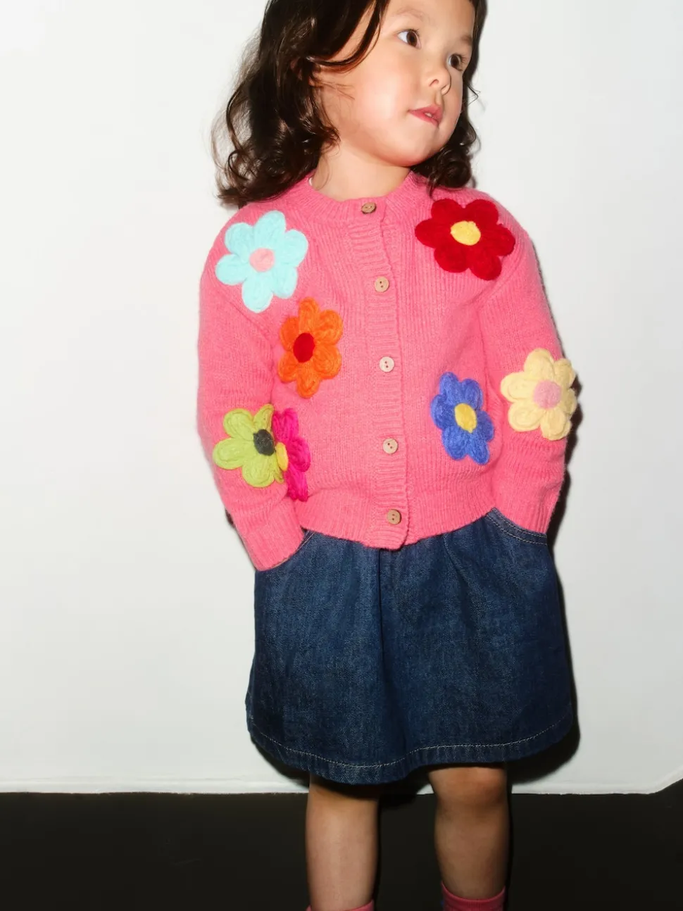 Rose - Cardigan à fleurs 3D (3mths-7yrs)