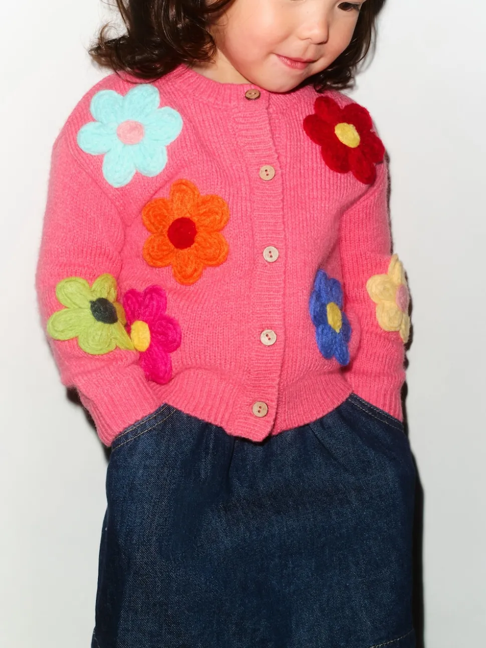 Rose - Cardigan à fleurs 3D (3mths-7yrs)