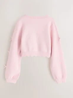 Rose - Cardigan Baker by Ted Baker à manches nœuds et bords festonnés