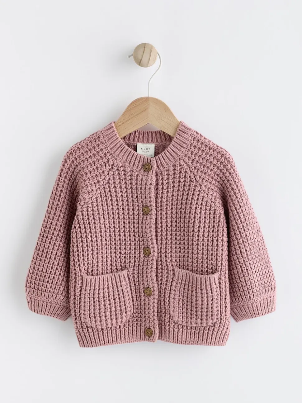 Rose - Cardigan bébé en tricot brodé d'un slogan au dos (0mths-2yrs)