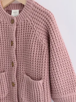 Rose - Cardigan bébé en tricot brodé d'un slogan au dos (0mths-2yrs)