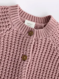 Rose - Cardigan bébé en tricot brodé d'un slogan au dos (0mths-2yrs)