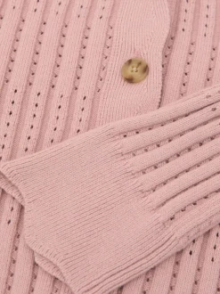 Rose - Cardigan Reiss Seren en maille côtelée de pointelle