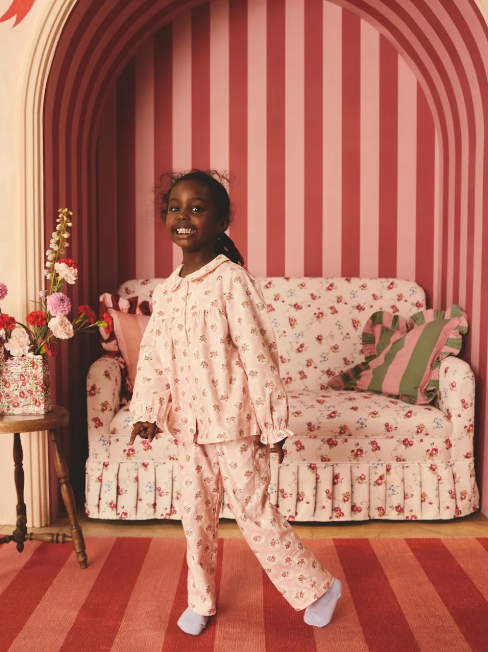 Rose - Cath Kidston pyjama tissé à boutons et fleurs