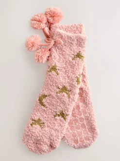 Rose - Chaussettes douillettes lune et étoile