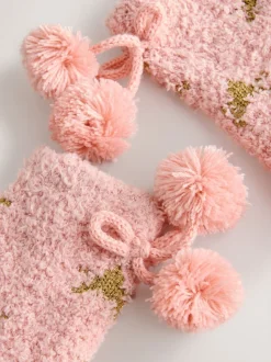 Rose - Chaussettes douillettes lune et étoile