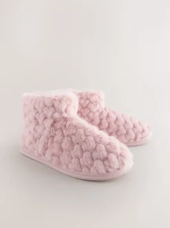 Rose - Chaussons chaussons cœur en fausse fourrure