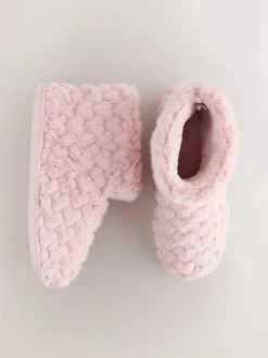 Rose - Chaussons chaussons cœur en fausse fourrure