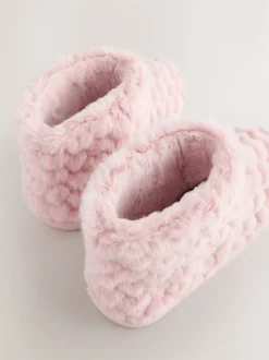 Rose - Chaussons chaussons cœur en fausse fourrure