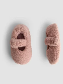 Rose - Chaussons JoJo Maman Bébé Ballerines en velours à nœud