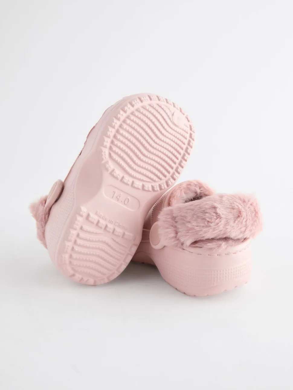 Rose - Chaussons sabots doublés de fausse fourrure