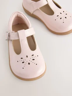 Rose - Chaussures premiers pas avec barre en T à fermeture par contact