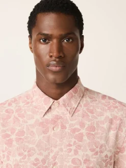 Rose - Chemise à texture à manches courtes avec imprimé fleuri