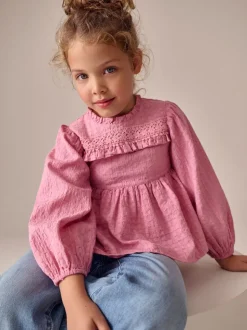 Rose - Chemisier à volants à manches longues (3-16ans)
