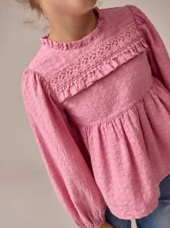 Rose - Chemisier à volants à manches longues (3-16ans)