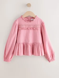 Rose - Chemisier à volants à manches longues (3-16ans)