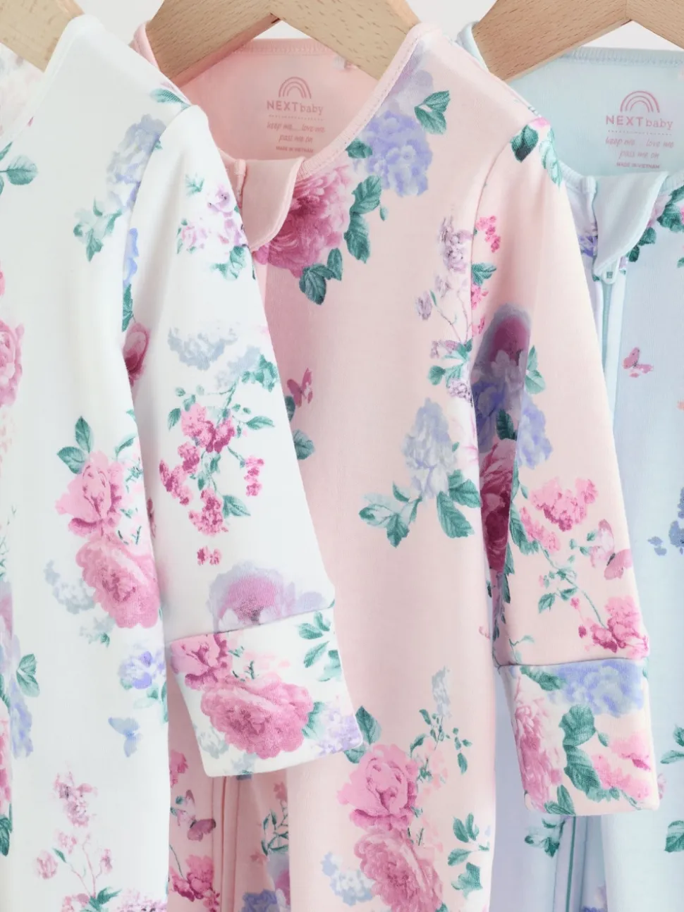 Rose - Combinaison de nuit zippée pour bébé 3 Pack (0-2ans)