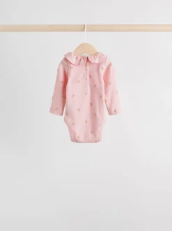 Rose / Crème / Marron Ditsy - Body à volants et manches longues bébé Lot de 4 (0mois2ans)