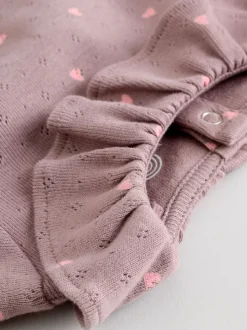 Rose / Crème / Marron Ditsy - Body à volants et manches longues bébé Lot de 4 (0mois2ans)