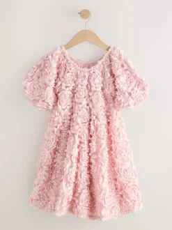 Rose - 3D Fleuri Occasion Robe (3-14ans)