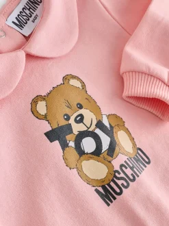Rose - Dors-bien Moschino bébé à logo, bonnet et bavoir avec coffret cadeau
