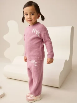 Rose - Ensemble confortable NYC en maille (3mois-7ans)