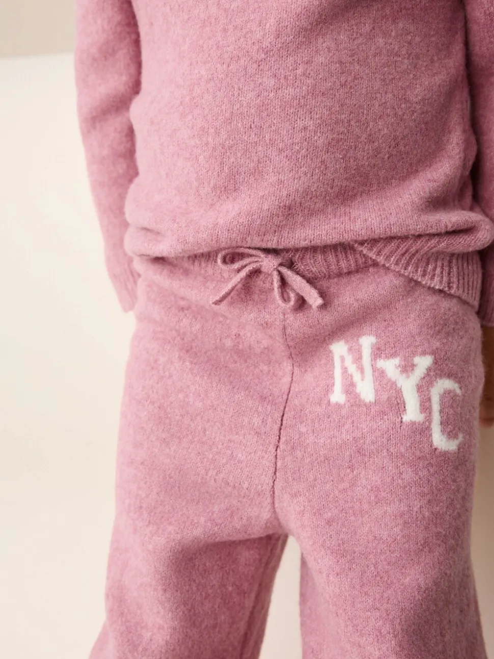 Rose - Ensemble confortable NYC en maille (3mois-7ans)