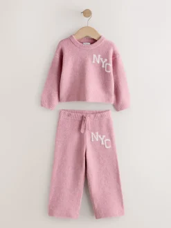 Rose - Ensemble confortable NYC en maille (3mois-7ans)
