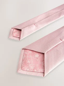 Rose - Ensemble cravate et pochette texturées