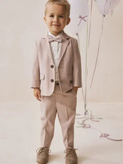 Rose - Ensemble pantalon blazer et nœud papillon (3mois à9ans)