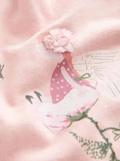 Rose à fleurs fée - Ensemble Sweat-shirt et Leggings à ourlet à volants (3mois-7ans)