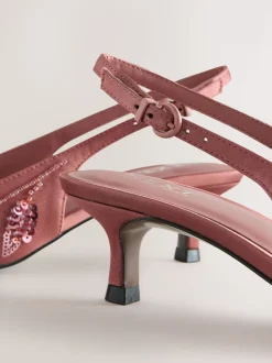 Rose - Forever Comfort Chaussures à talons chatons à bride arrière avec perles en satin