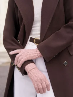 Rose - Gants Lipsy Shimmer en maille côtelée