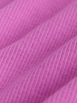 Rose - Haut côtelé à volants et manches longues (3mois à7ans)