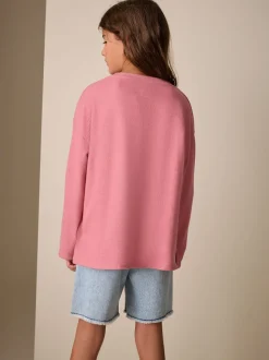 Rose - Haut texturé à manches longues (3-16ans)