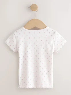 Rose - Hauts côtelés à manches courtes Lot 5 (3mois7ans)