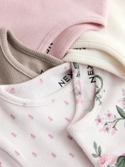 Rose - Hauts côtelés à manches courtes Lot 5 (3mois7ans)