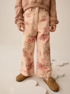 Rose - Jean Jambe large Fleuri Imprimé (3-16ans)