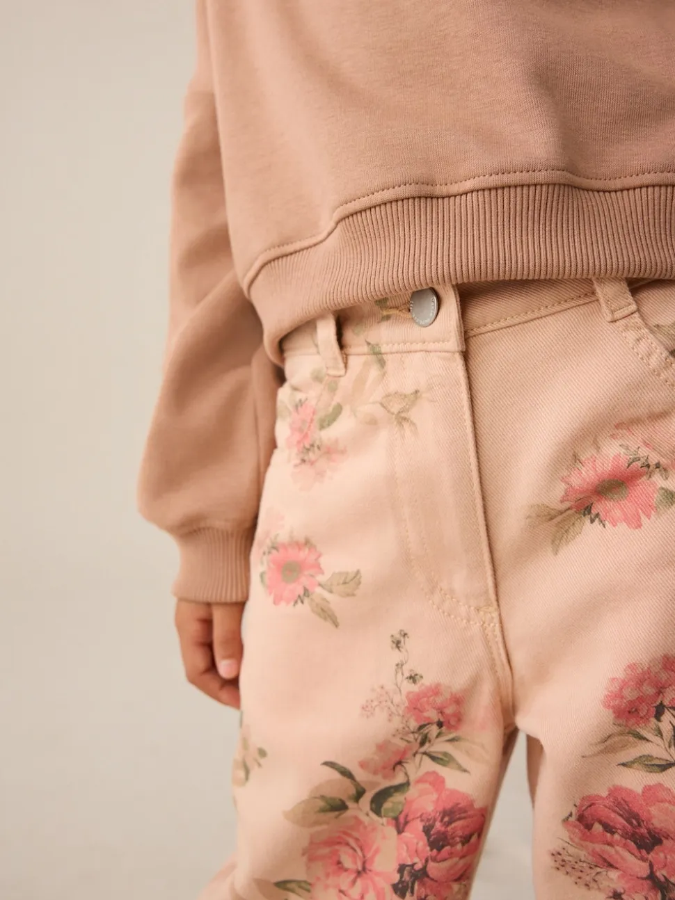 Rose - Jean Jambe large Fleuri Imprimé (3-16ans)