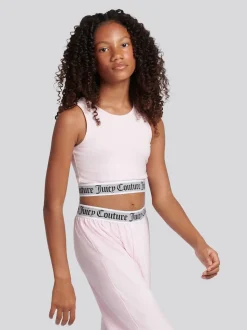 Rose - Juicy Couture élastique Lounge Manches courtes Raccourci Gilet et Pyjamas Ample